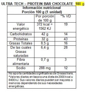 Barras Proteicas Protein Bar 100 g Ultra Tech Caja x 12 unidades