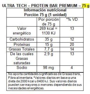 Barras Proteicas Protein Bar Premium 75 g Ultra Tech Sabor Mante