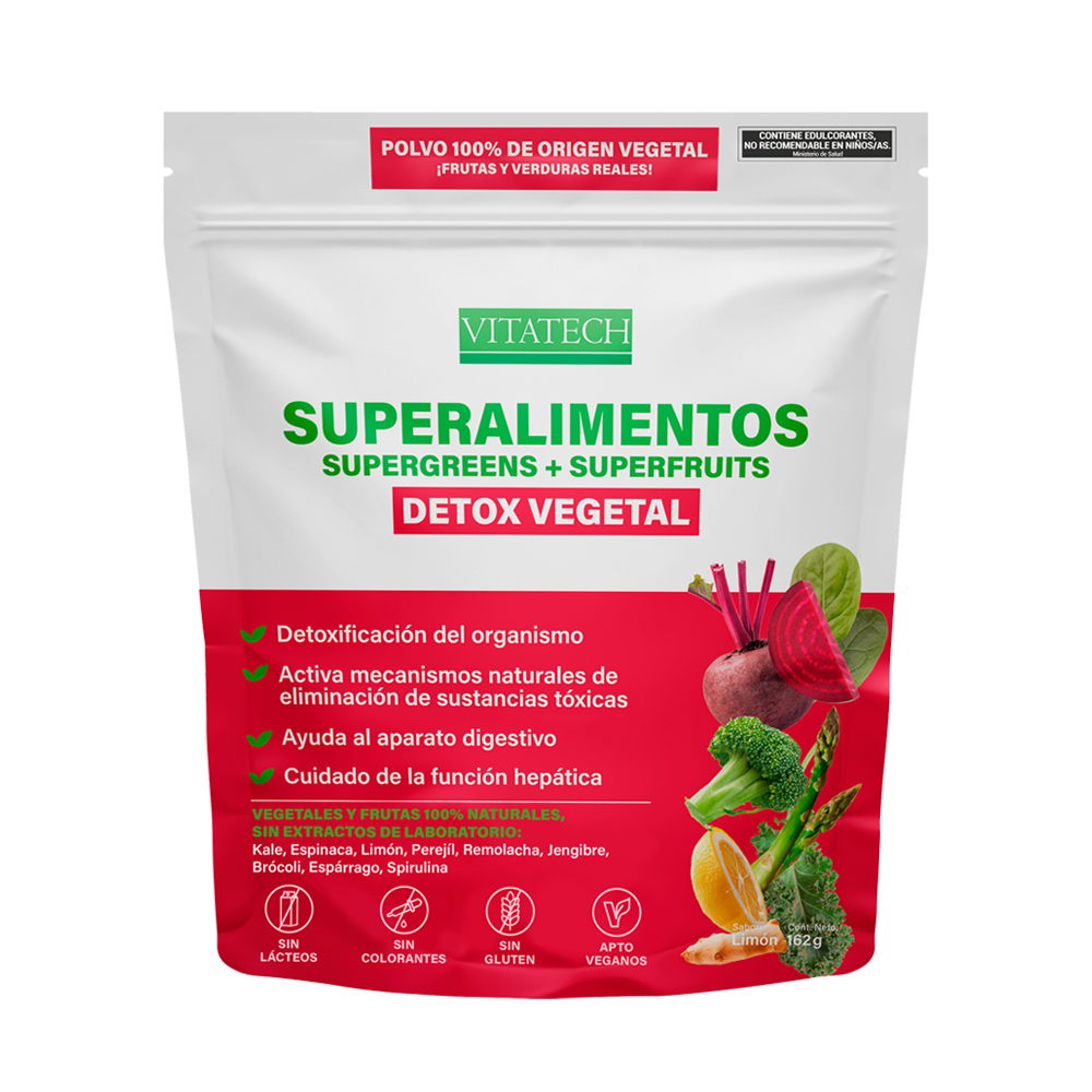 Vitatech Superalimento Detox Vegetal - Sabor Limón x 162 g